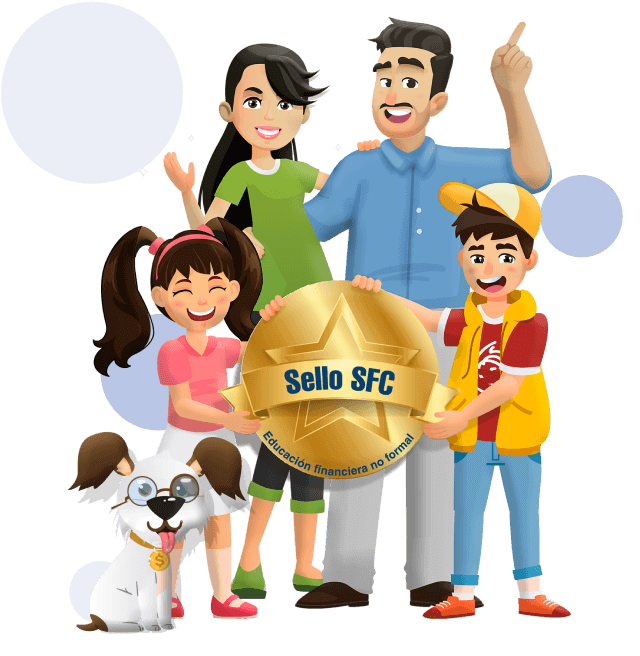 La familia Fortuna posa para una fotografía junto al sello SFC